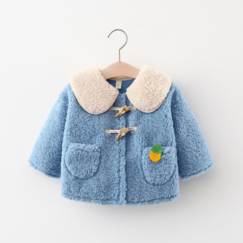 Baby Girls Horn button Warm Winter Jacket