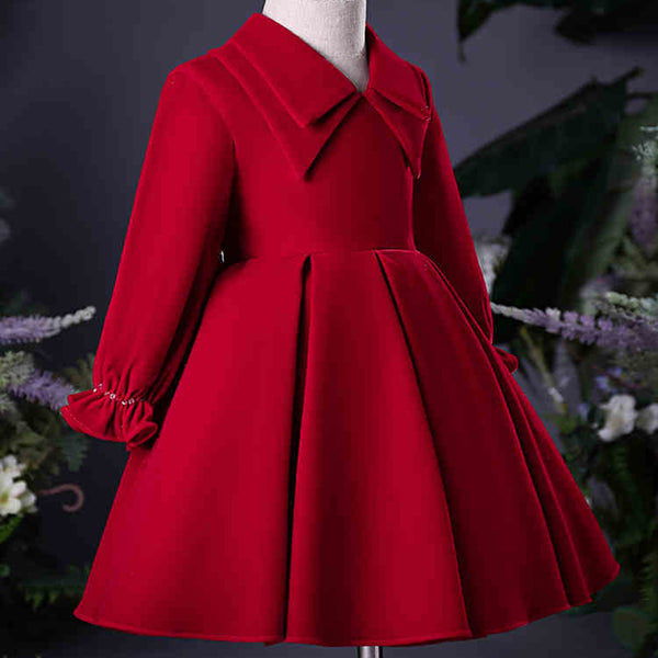 Girl Christmas Dress Baby Girl Birthday Dresses Girl Autumn Elegant Red Long Sleeve Princess Dress