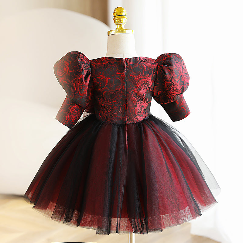 Elegant Girl Fluffy Wine Red  Birthday Party Dress