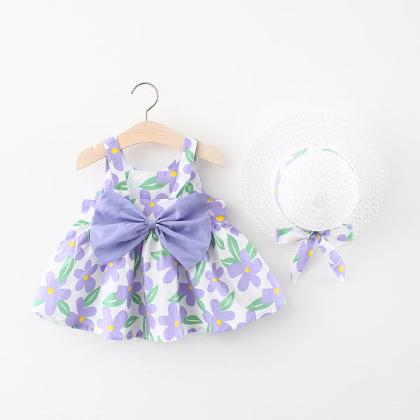 Baby Girl Cute Print Bow Flower Girl Dress Birthday Party Dress