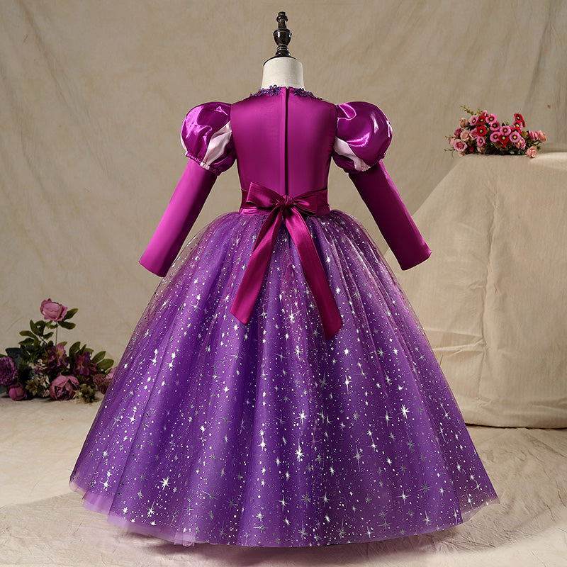 Toddler Girl Pageant Birthday Party Dress Purple Sequin Puffy Princess Dress