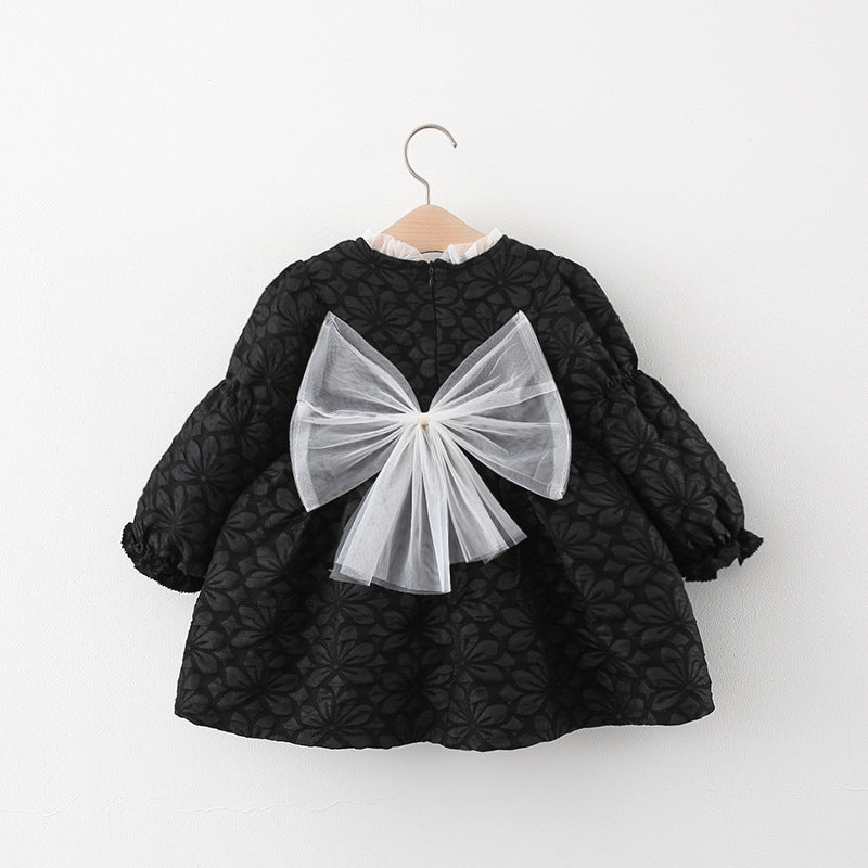 Baby Girl Cute Autumn Long Sleeve Bow Daily Princess Dress