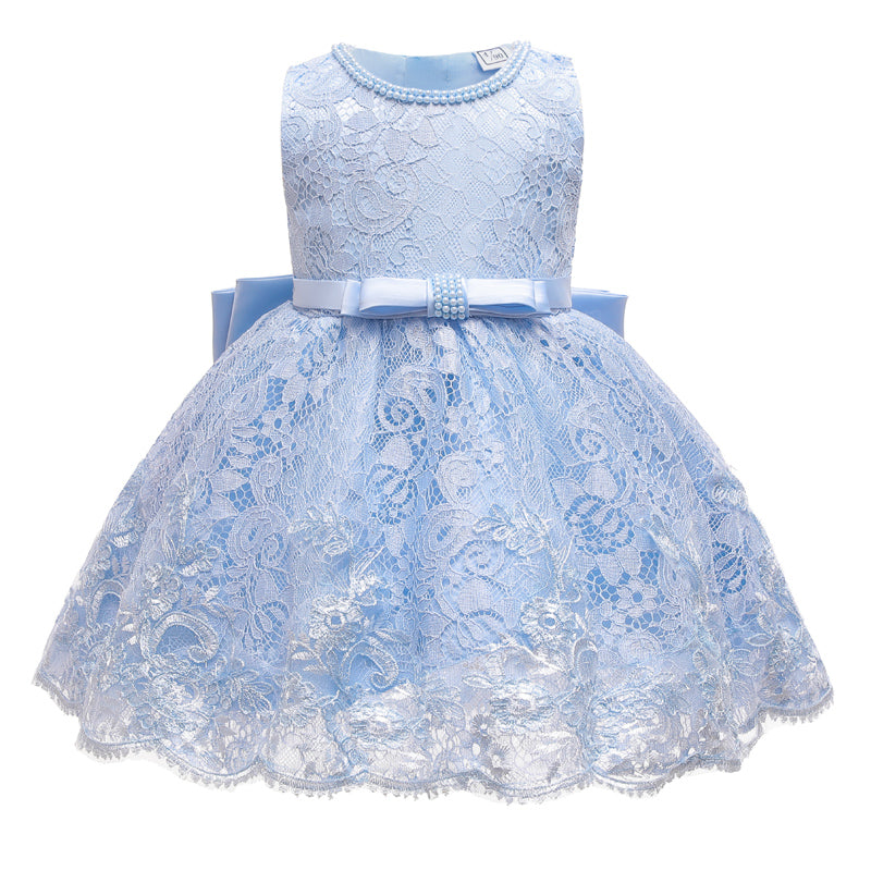 Baby Girl Princess Dress Toddler Bow Sleeveless Lace Birthday Party Dresses Girl Prom Dresses