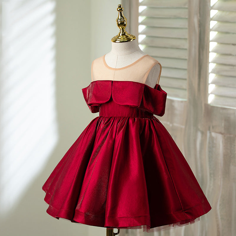 Girl Christmas Dress Toddler Ball Gowns Baby Girl Formal First Communion Red Puffy Birthday Party Dress