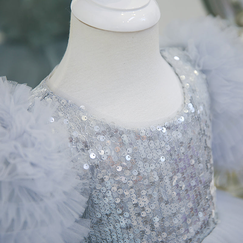 Girl Formal Dresses Baby Girl Sequin Fluffy Birthday Wedding Ball Gowns Princess Dress