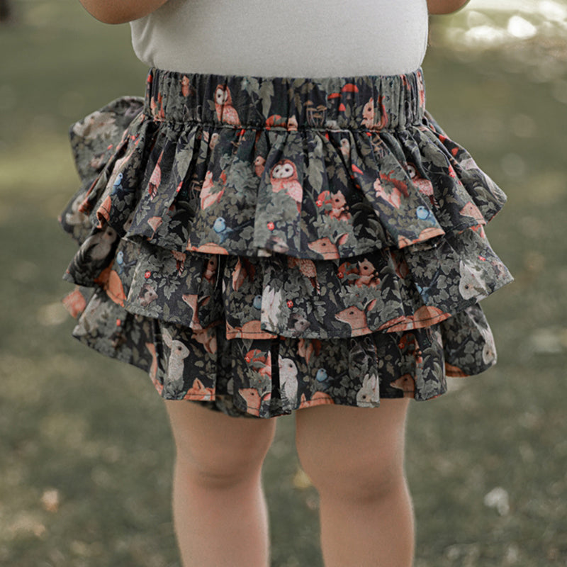 Summer Ruffled Floral Puffy Skirt