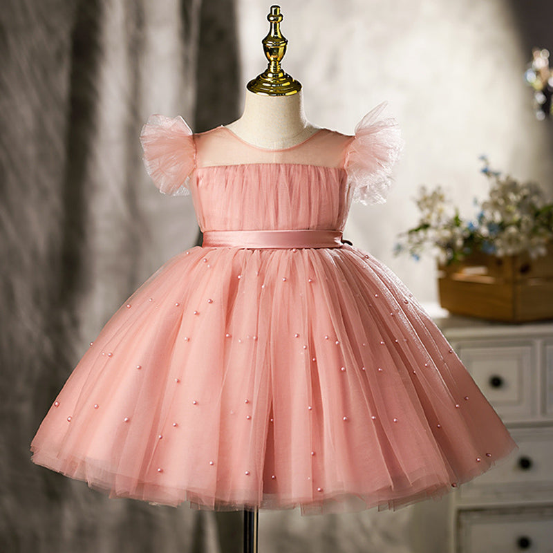Girl Pageant Dresses Baby Girl Birthday Party Dress Beaded Puffy Formal Princess Dress