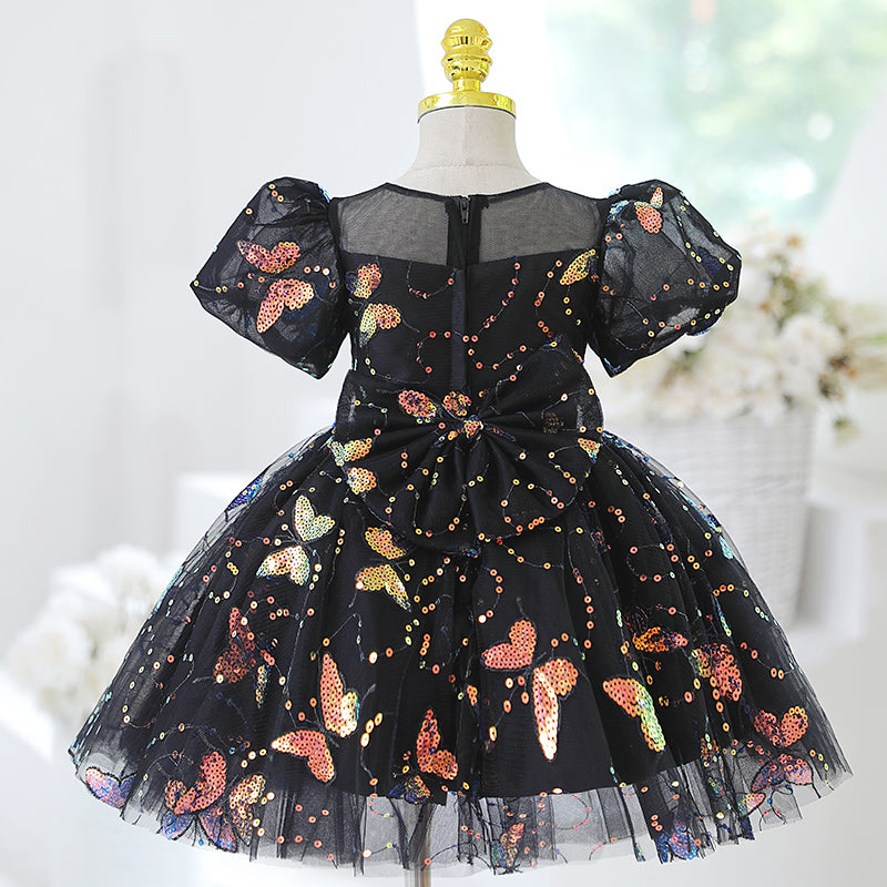 Baby Girl Formal Prom Dresses Toddler Summer Sequins Butterfly Birthday Party Dresses