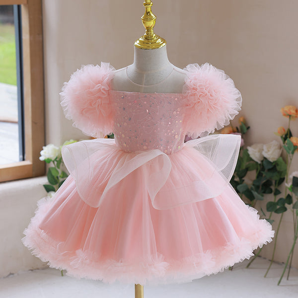 Baby Girl Dress Toddler Prom Fluffy Wedding Birthday Pageant Sequin Dress