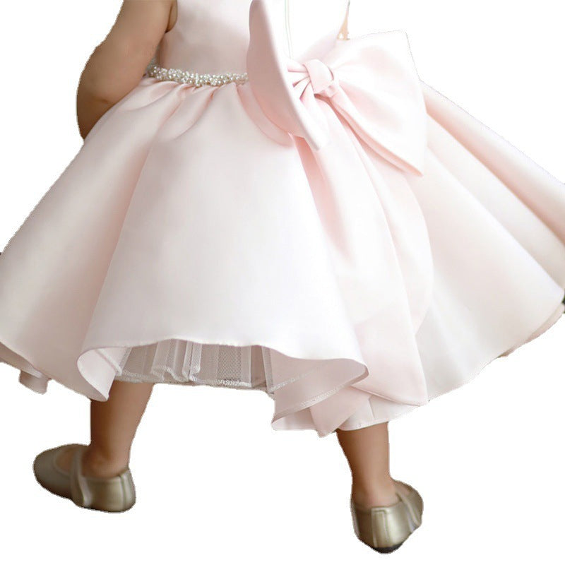 Pink Bow Five-point Sleeve Princess Dress