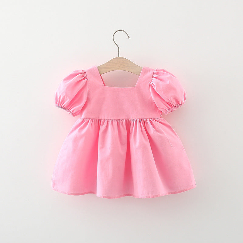 Summer Baby Girl Cotton Puff Sleeve Cute Dress