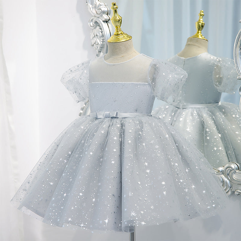 Baby Girl Summer Stars Sequins Fluffy Cake Princess Dress