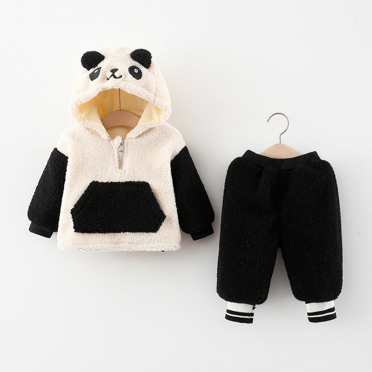 Cute Baby Panda Plus Velvet Suit