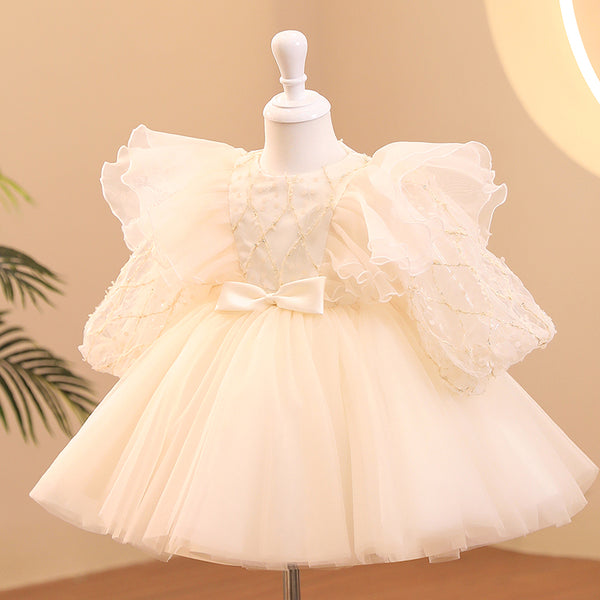 Baby Girl Dress Toddler Ball Gowns Pageant Baptism Puff Sleeve Princess Dress