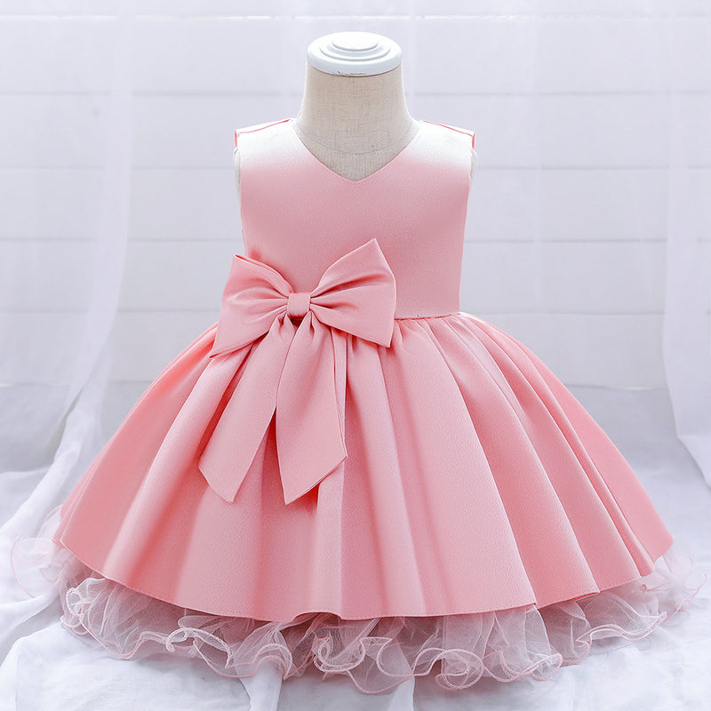 Baby Girl Bow-knot Birthday Party Dress Toddler Christmas Dress Little Girl Baptism Dress