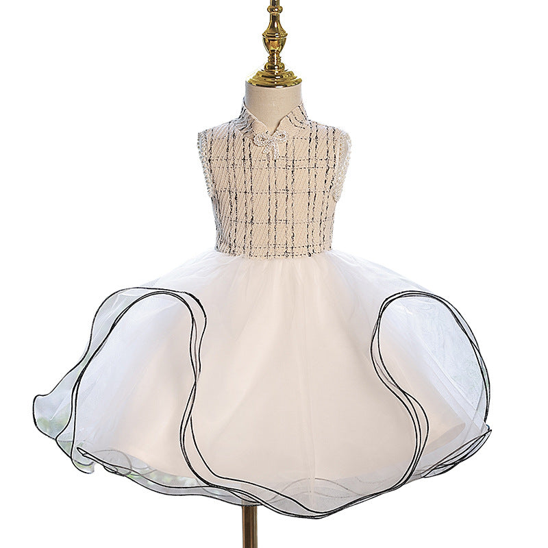 First Communion Dress Baby Girl Sleeveless Puffy Wave Birthday Party Dresses