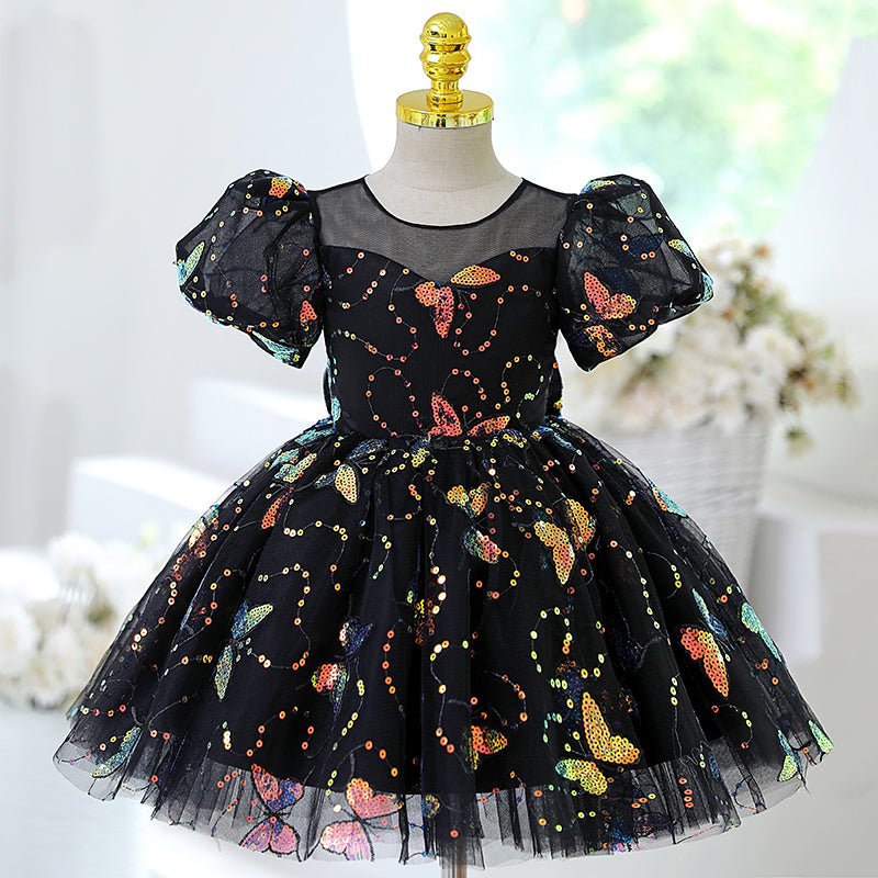 Baby Girl Formal Prom Dresses Toddler Summer Sequins Butterfly Birthday Party Dresses