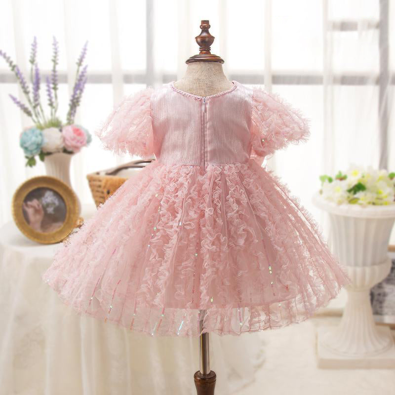 Flower Girl Dress Toddler Summer Lovely Lace Bow Fluffy Communion Party Princess Dress