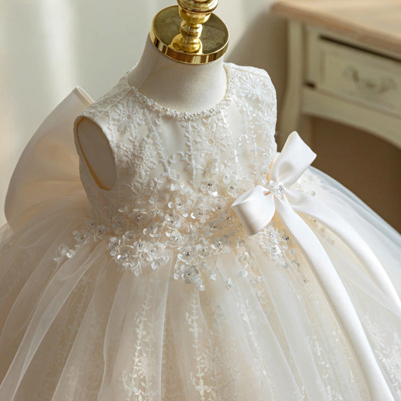 princess dress 0-3 months Gyratedream Newborn Baby Girls Sleeveless White Tutu Princess Dress and Headband, Size 0-24 Months