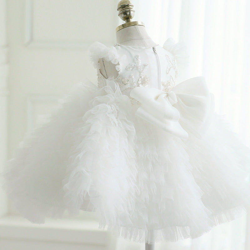 Baptism Dresses Baby Girl Cute White Sequins Fluffy Birthday Christening Dress