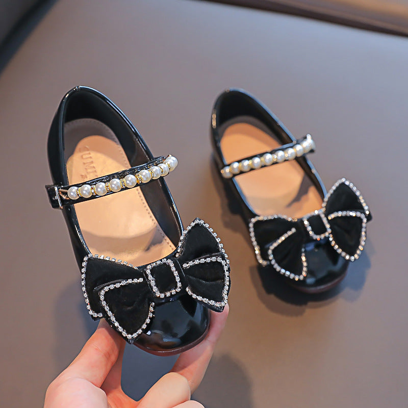 Elegant Bow Pearl Soft Sole Princess Shoes