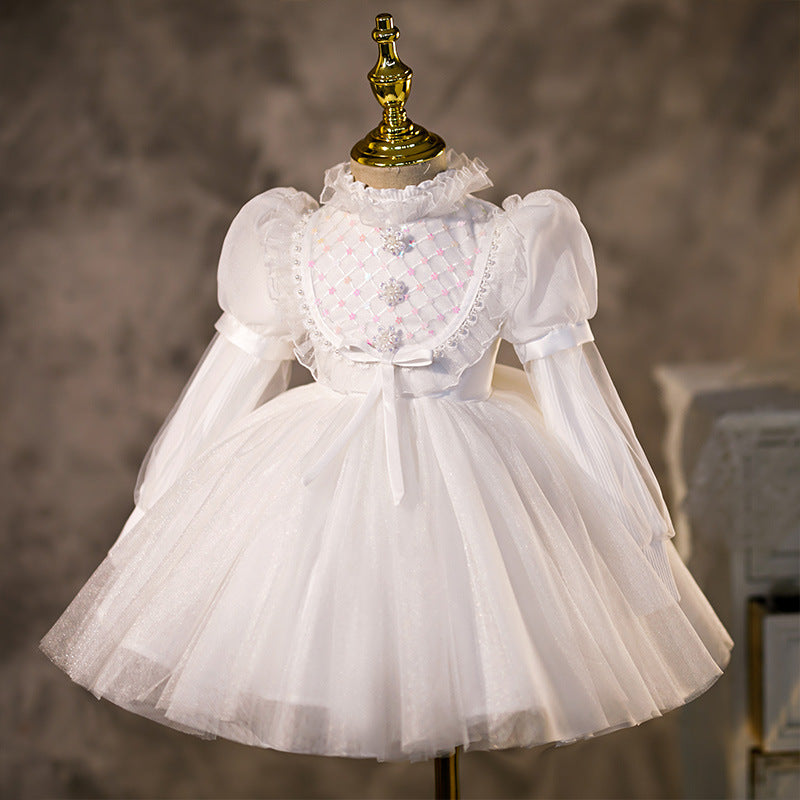 Baby Girl Baptism Dress Toddler  Birthday Party Dress Retro Lace Cozy Girl Dress