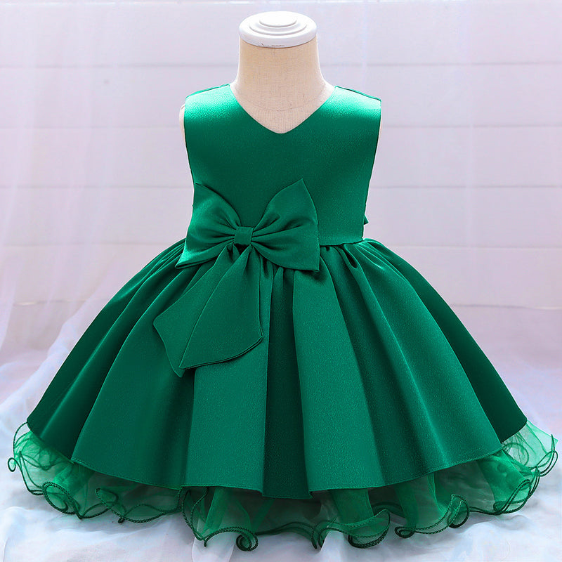 Baby Girl Bow-knot Birthday Party Dress Toddler Christmas Dress Little Girl Baptism Dress