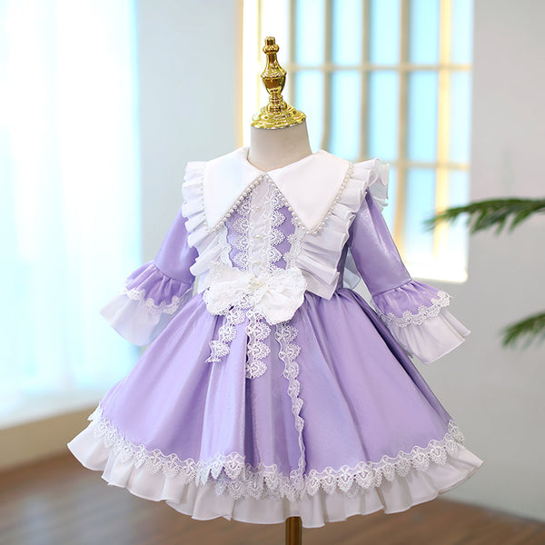Baby Girl Princess Dress Lolita Doll Collar Lace Puffy Birthday Party Dress