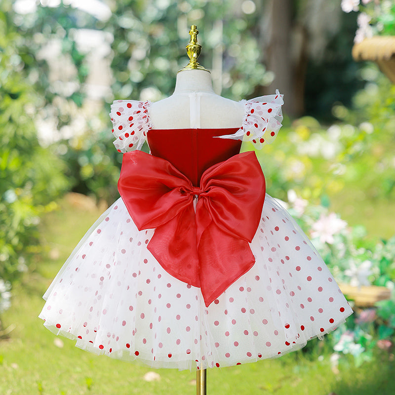 Baby Girl Dress Toddler Polka Dots Garden Wedding Communion Party Princess Dress