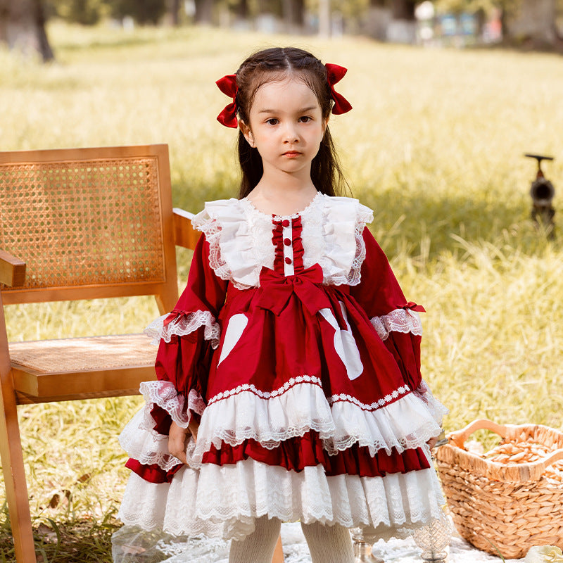 Baby Girl Dress Little Girl Vintage Long Sleeve Lolita Fluffy Party Princess Dress