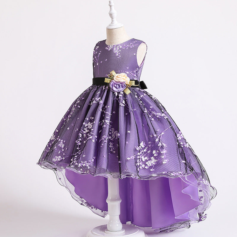 Printed Trailing Mesh Princess Dress
