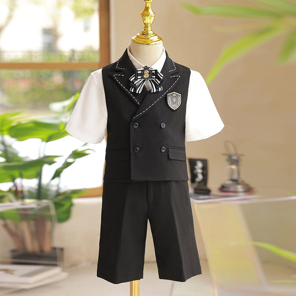 Boys Summer Wedding Birthday Vest Suit Set