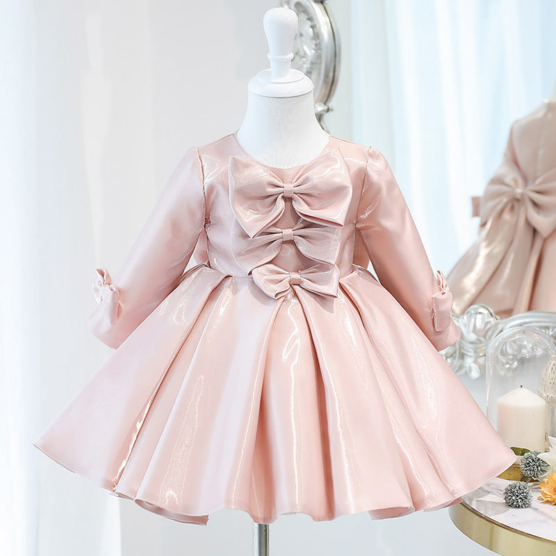 Baby Girl Dress Toddler Autumn Winter Princess Dress Bow Knot Birthday Party Dress