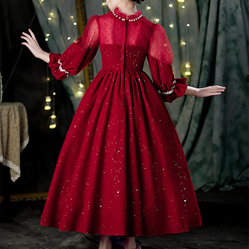 Winter Girls Long Sleeve Dinner Princess Dress
