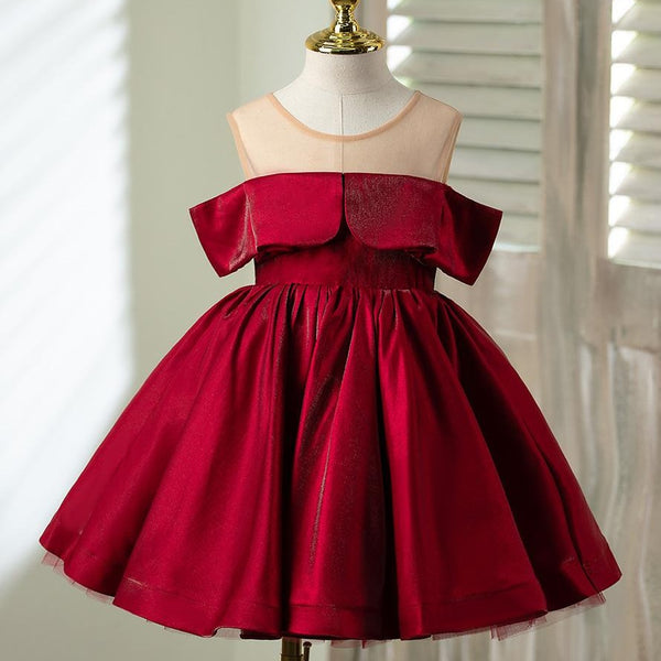 Girl Christmas Dress Toddler Ball Gowns Baby Girl Formal First Communion Red Puffy Birthday Party Dress