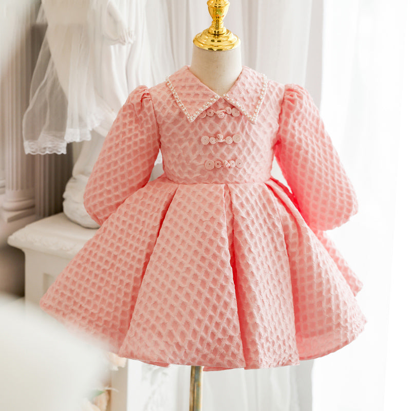Baby Girl Dress Toddler Prom Formal Elegant Pink Bow Birthday Party Dress