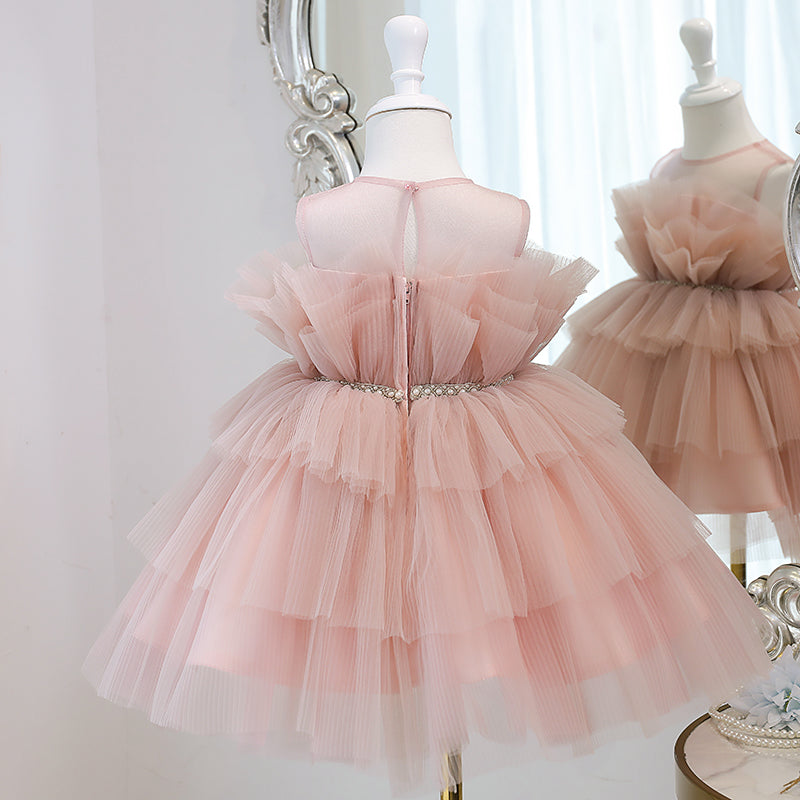 Baby Girl Formal Princess Dresses Girl Summer Sleeveless Round Neck Fluffy Birthday Party Dress