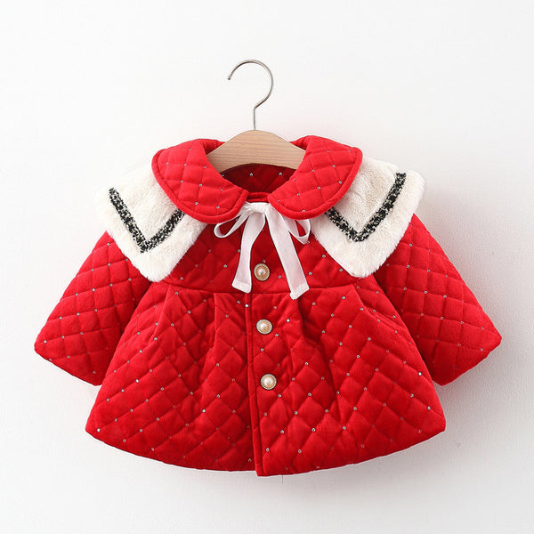 Winter Fur Collar Shawl Plaid Jacket