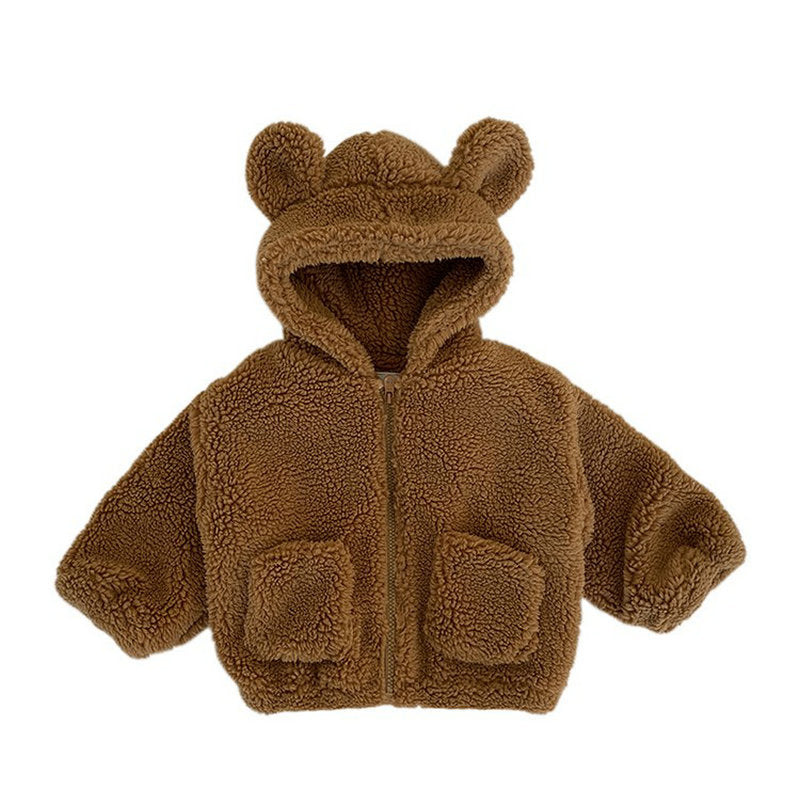 Girls' Lamb Velvet Padded Bear Coat