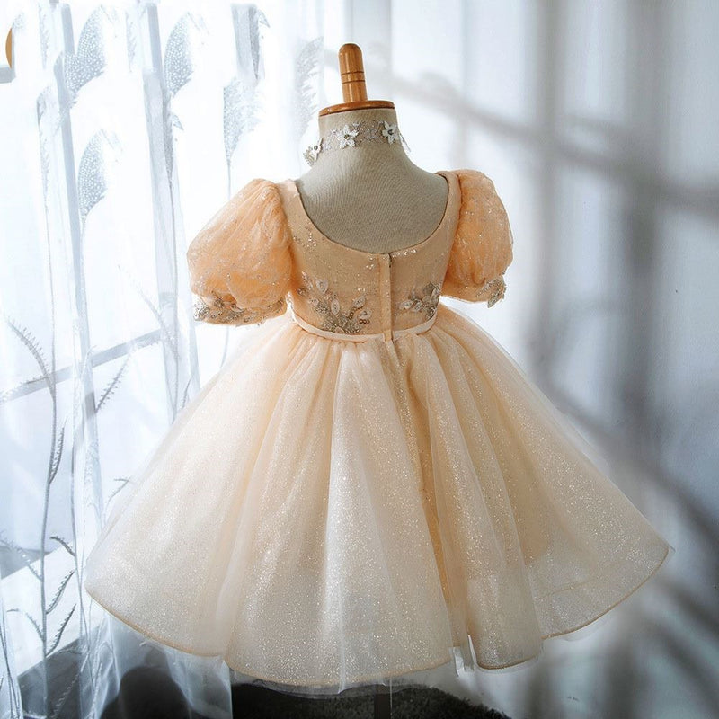 Girl Formal Dresses Baby Girl Ball Gowns Princess Dress Floral Sequin Fluffy Birthday Party Dress