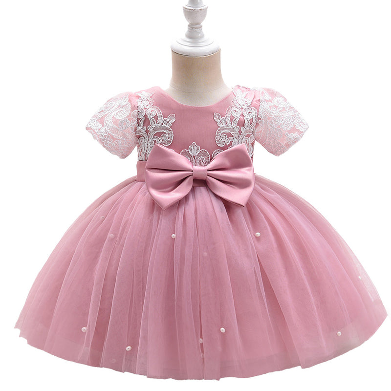 Girl Formal Dress Toddler Communion Baptism Bow Flower Girl Dress Princess Party Dress