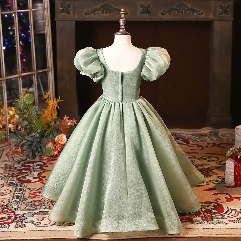 Girl Princess Dress Children Large Fluffy Skirt Elegant Retro Puff Sleeve Birthday Party Dress, Green / 7-8 Years (140cm) Girl Princess Dress Children Large Fluffy Skirt Elegant Retro Puff Sleeve Birthday Party Dress, Green / 7-8 Years (140cm)