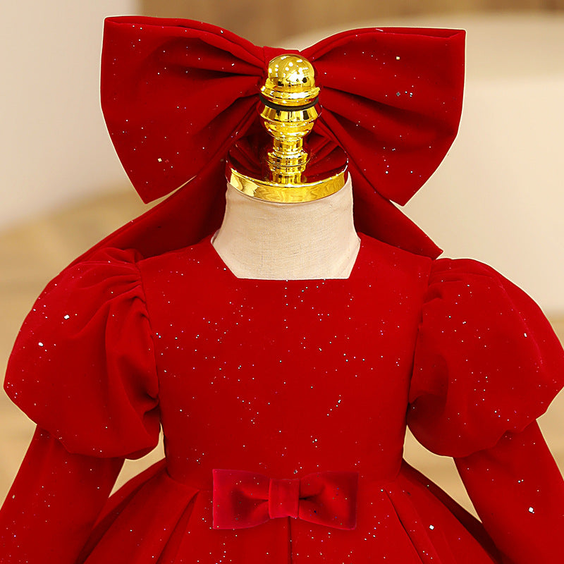 Girl Christmas Dress Baby Girl Red Butterfly Long Sleeve Princess Dress Toddler Christmas Dress Girl Formal Dresses