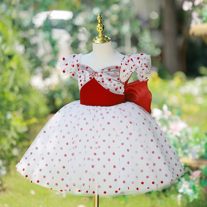 Baby Girl Dress Toddler Polka Dots Garden Wedding Communion Party Princess Dress