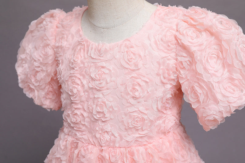 Baby Girl Flowers Puffy Rose Birthday Cake Dress