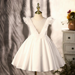 Baby Girl White Bow Christening Princess Dress
