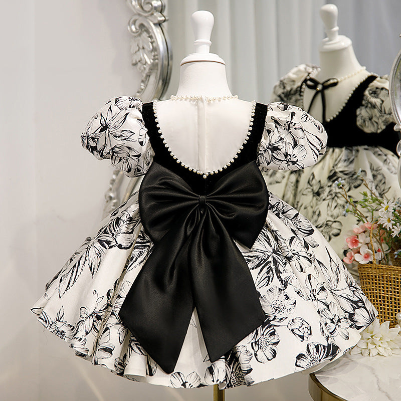 Girl Formal Dresses Easter Dress Baby Girl Summer Bow Printing Princess Dress Toddler Prom Dress