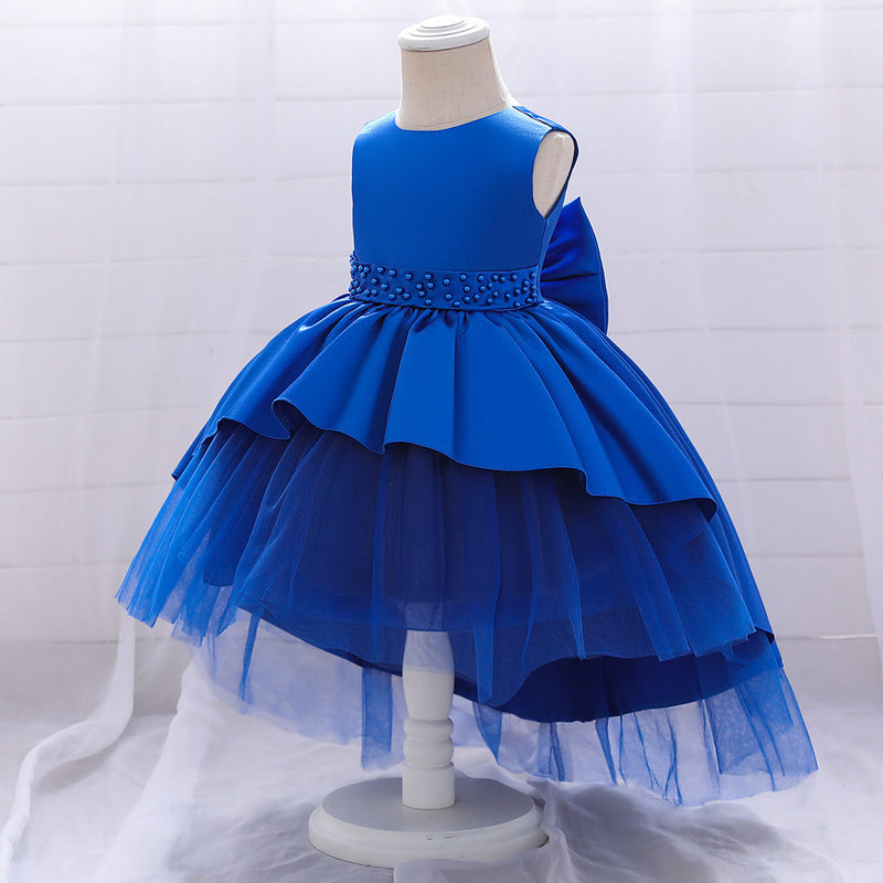 Baby Girl Princess Dress Elegant Bow Knot Trailing Girl Dress Birthday Party Dress