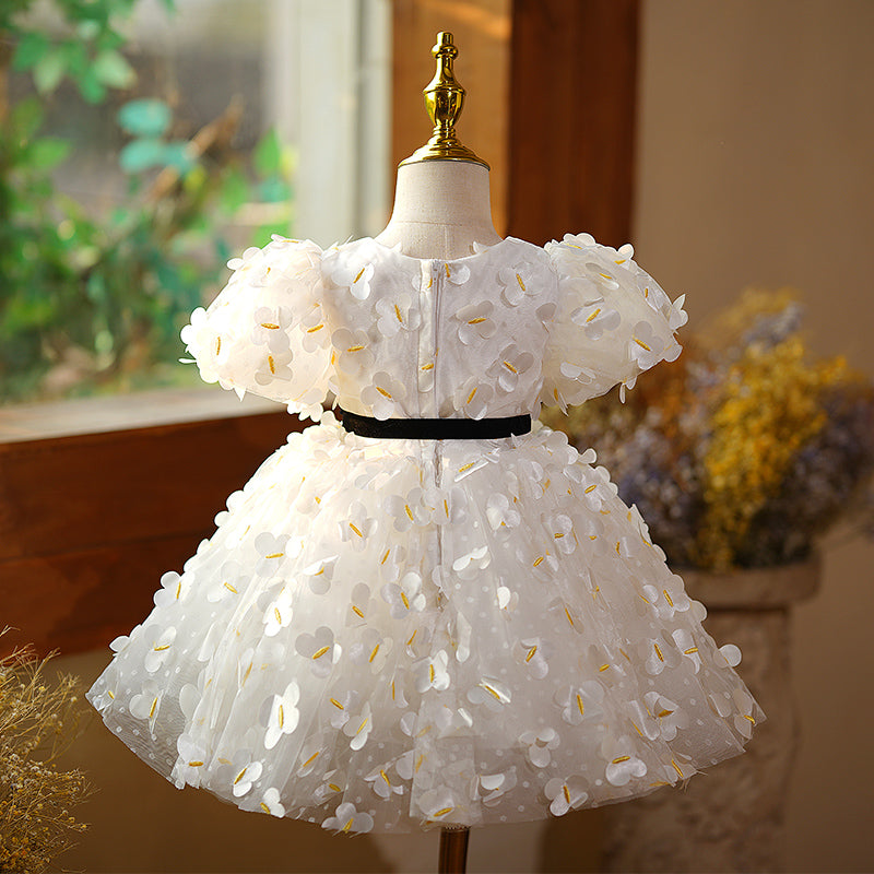 Baby Girl and Toddler Birthday Party Dress White Summer Flower Girl Princess Dress