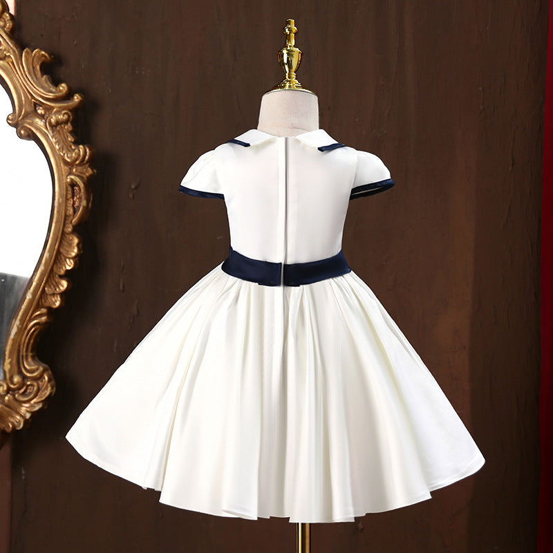 Girl Formal Princess Dresses Baby Girl White Elegant Button Birthday Party Dress